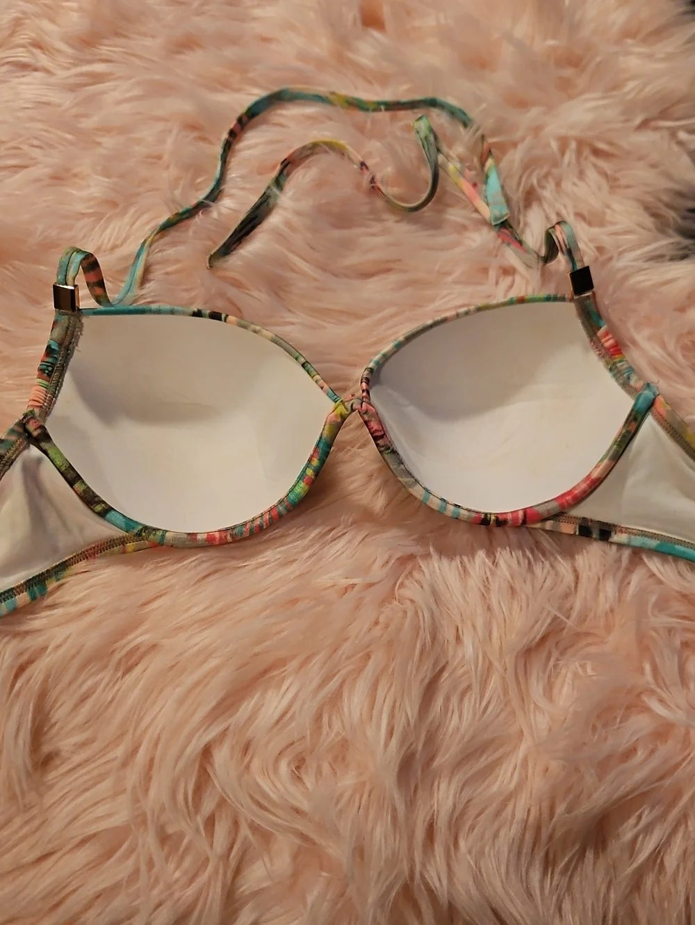 Vs Vintage 2012 Tropical Abstract Tease Halter Cheeky  Bikini